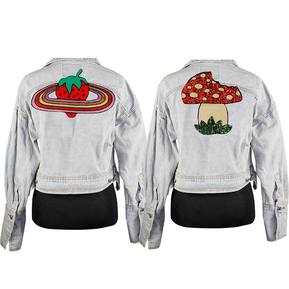 Блестящие тканевые нашивки в виде грибов вышивка искусственная сумки для