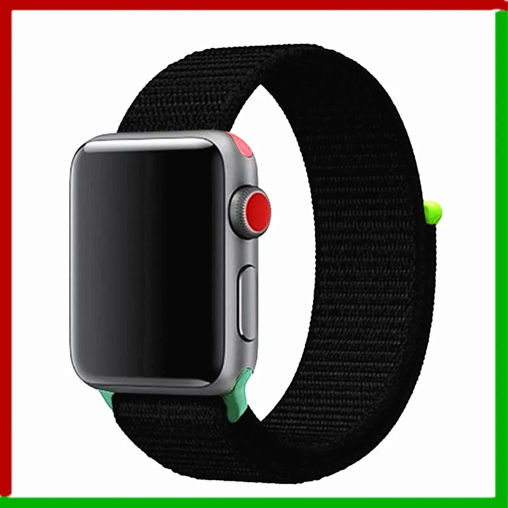 black 8 hit Нейлоновый ремешок для Apple Watch 42 мм 38 мм iWatch 4 ремешка 44 мм 40 мм Браслет спортивная петля ремешок для часов ремень для часов дышащий 5 4 3 2 1 - Цвет ремешка: black 8 hit