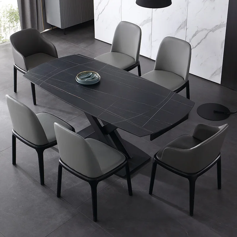 

Imported slate simple modern carbon steel rotating deformation dining table retractable folding dining table