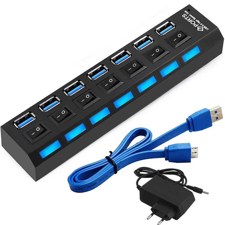 Разветвитель USB 3 0 4 порта USB-разветвитель адаптер питания с индивидуальными