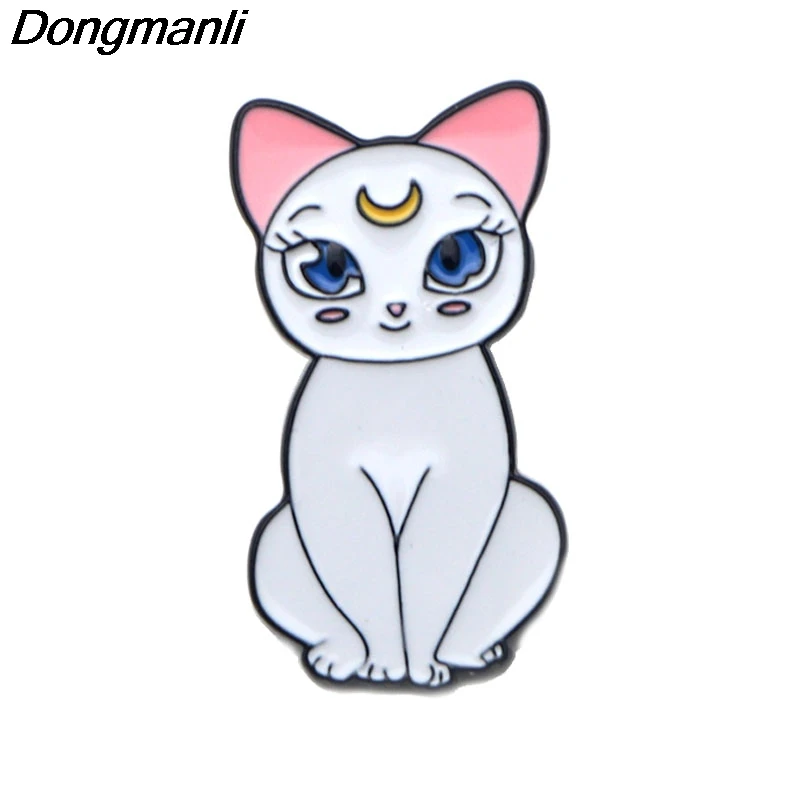 P2464 Dongmanli Симпатичные Луна кошки эмали штырь рубашка с пряжкой шпильки и броши для