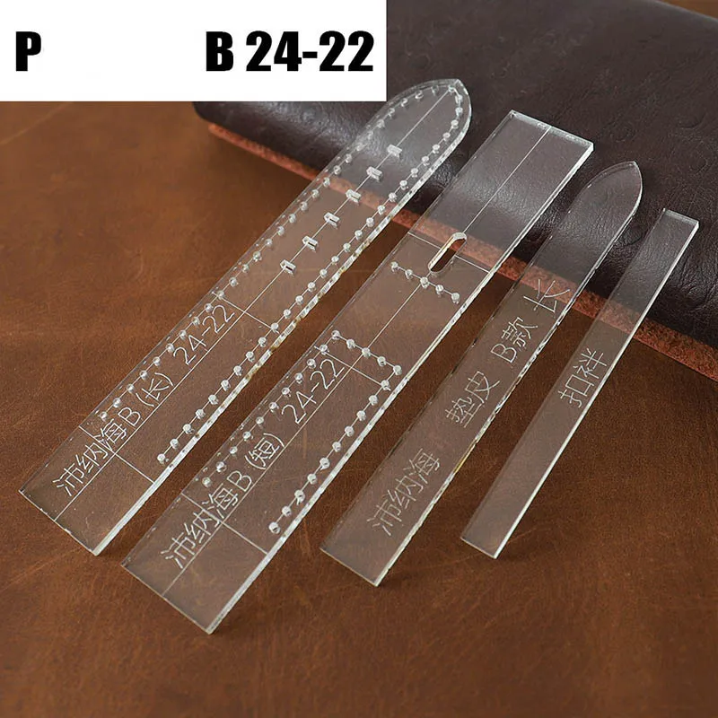 STRAP-P-B24-22-1SET Прозрачный акриловый ремешок для часов, трафарет, шаблон, сделай сам, кожаный инструмент для рукоделия, товары для дома, принадлежности для наручных часов, форма для мужчин - Цвет: STRAP-P-B24-22-1SET
