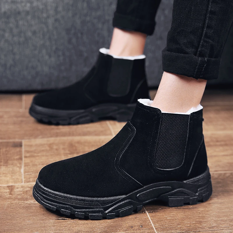 

Mens Winter Snow Boots Chelsea Boots for Men Botas Plush Warm Ankle Booties Shoes Man Footwear Male Sneakers Zapatos De Hombre