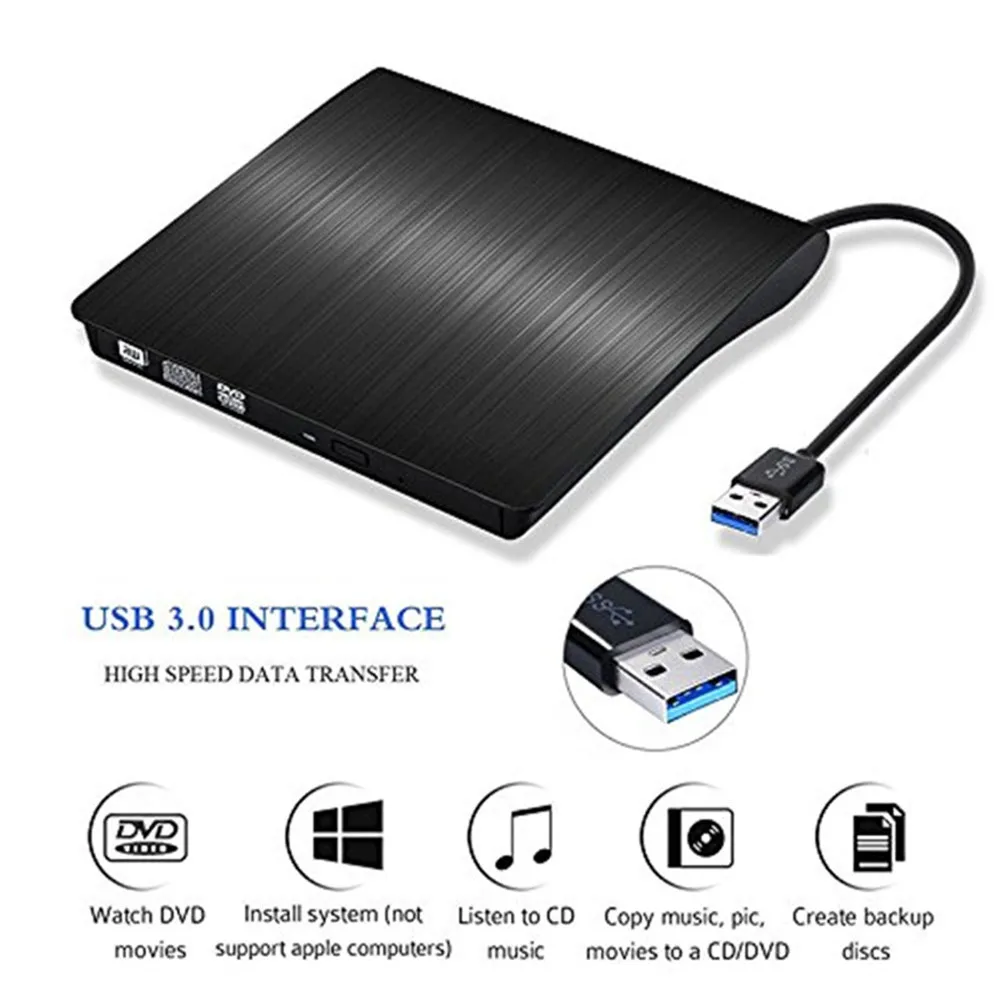 YiYaYo USB 3,0 DVD привод компакт-дисков/DVD-RW записывающийся-внешний CD Встроенная память плеер Портативный считыватель для ноутбука hp Компьютер Windows7/8/10