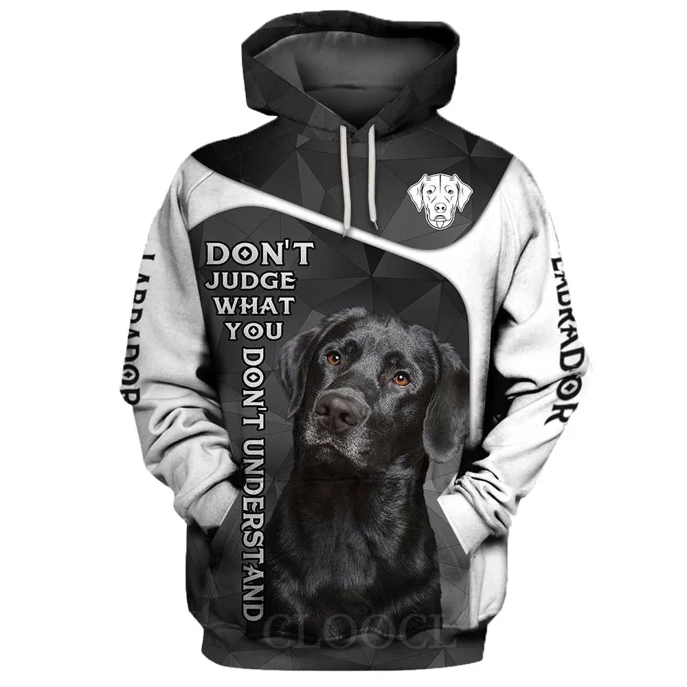 

CLOOCL Animals Hoodies 3D Graphic Don't Judge Labrador Hoodie Pets Dog Pocket Pullovers Sweatshirts Men Clothing