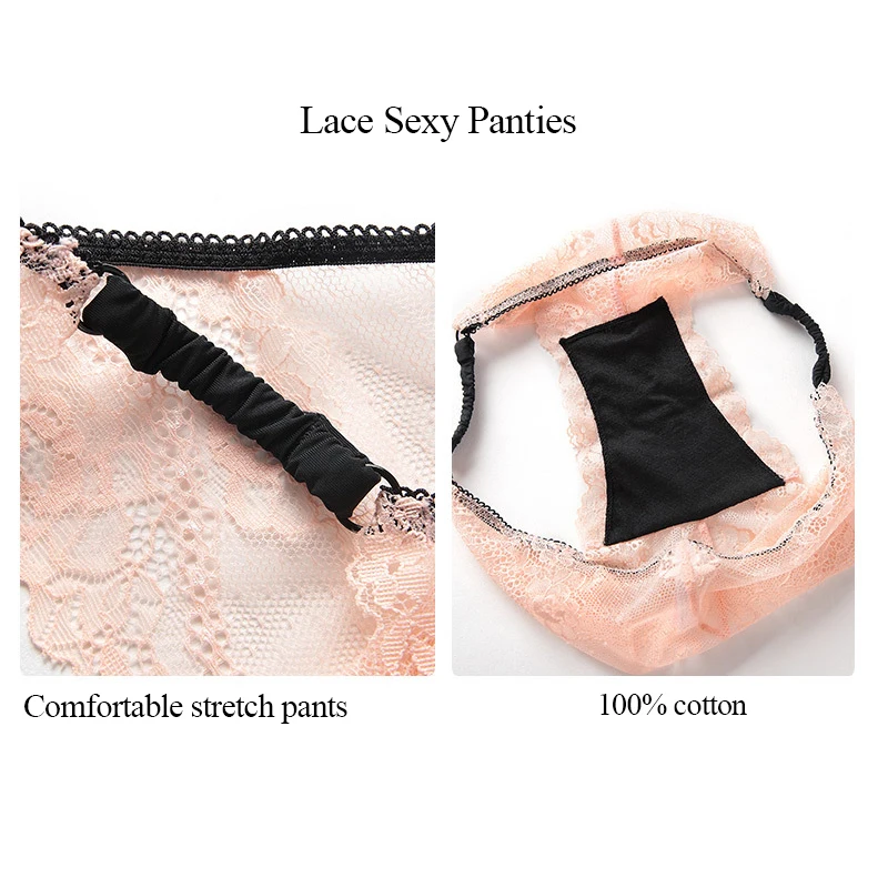 

Sexy Panties And Bra Set Ultra Thin Lace Brassiere Push Up U Shape 3/4 Cup Bras Breathable Skin Friendly Underwear Soft Lingerie