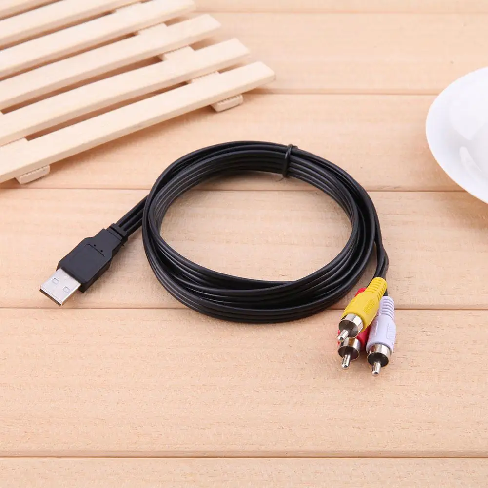 Новинка 1 5 м футов USB штекер A к 3 RCA AV A/V ТВ адаптер кабель аудио для телеприставки