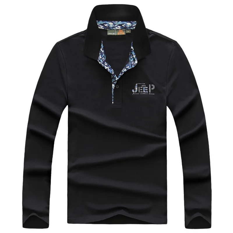 Высококачественная хлопковая рубашка поло Мужская Повседневная с отложным