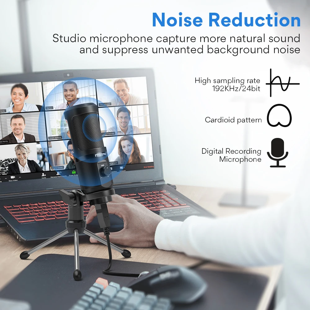 maono usb microphone with mic gain192khz24bit podcast pc computer condenser mic for recording gaming streaming youtube pm461tr free global shipping