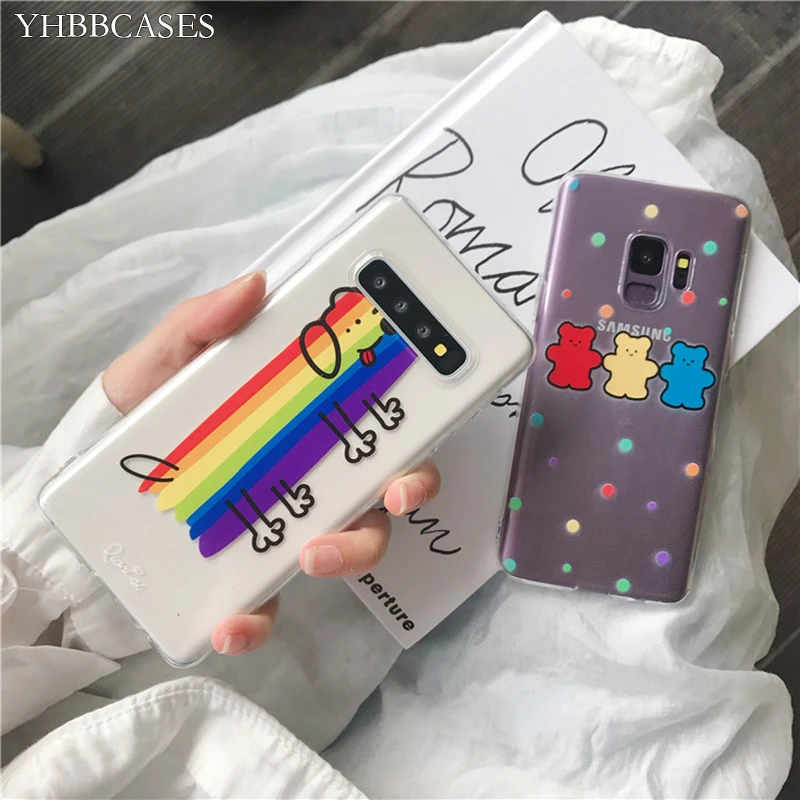 YHBB чехол S с рисунком радужной собаки прозрачный мягкий из ТПУ для samsung Galaxy S10 Plus S8