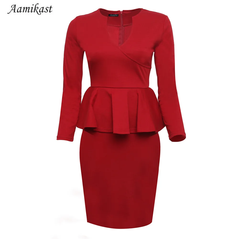 Hot Sale Autumn Celebrity New Fashion V-neck Full Sleeve Pencil Party Cocktail Women Dresses robe | Женская одежда