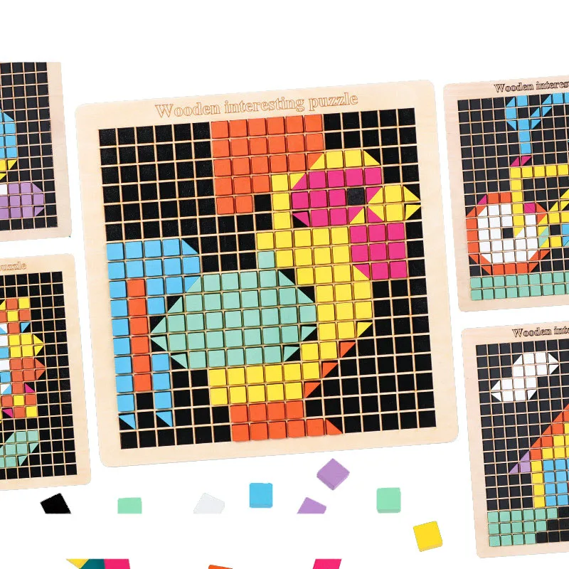 370 шт./компл. детская деревянная игрушка Монтессори с переменными пикселями