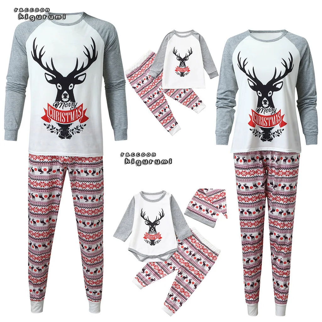 

Новинка 2021, Европейская и американская Рождественская модель, одежда для родителей и детей, Пижамный костюм с длинными рукавами, домашняя о...