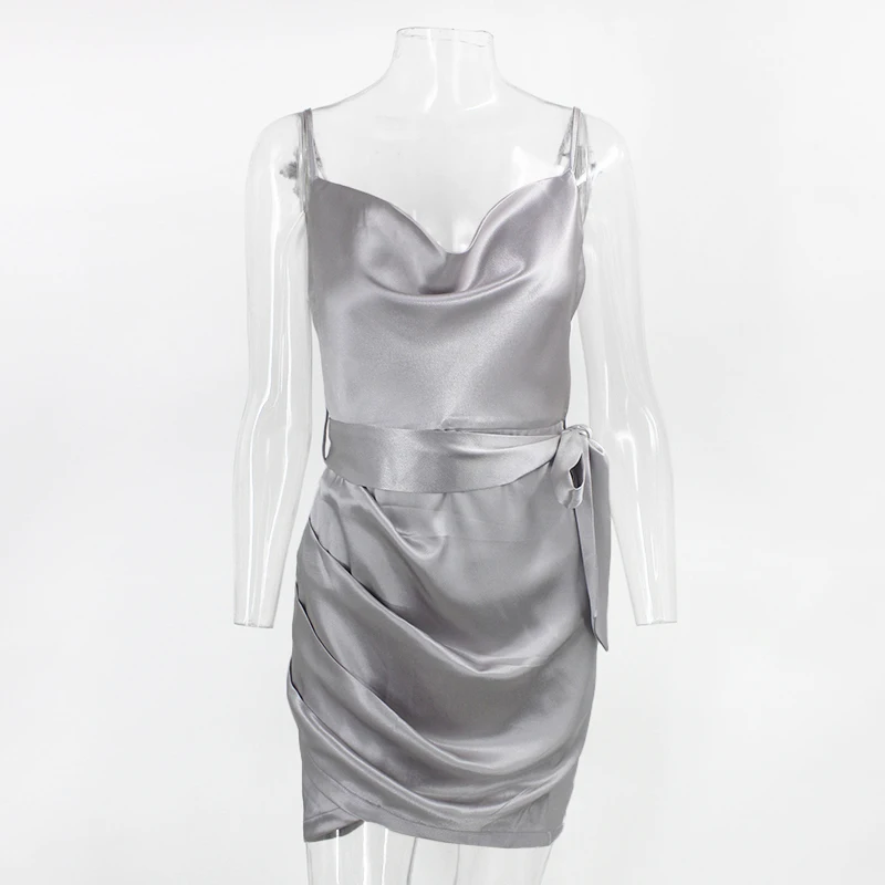 Летнее мини-платье Dressmecb на тонких бретельках с воротником-лодочкой женское