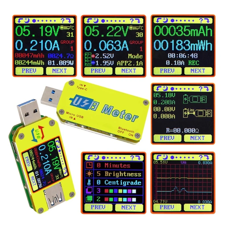 UM34 UM34C Для APP USB 3 0 Type-C испытательный Вольтметр Амперметр измерение заряда батареи