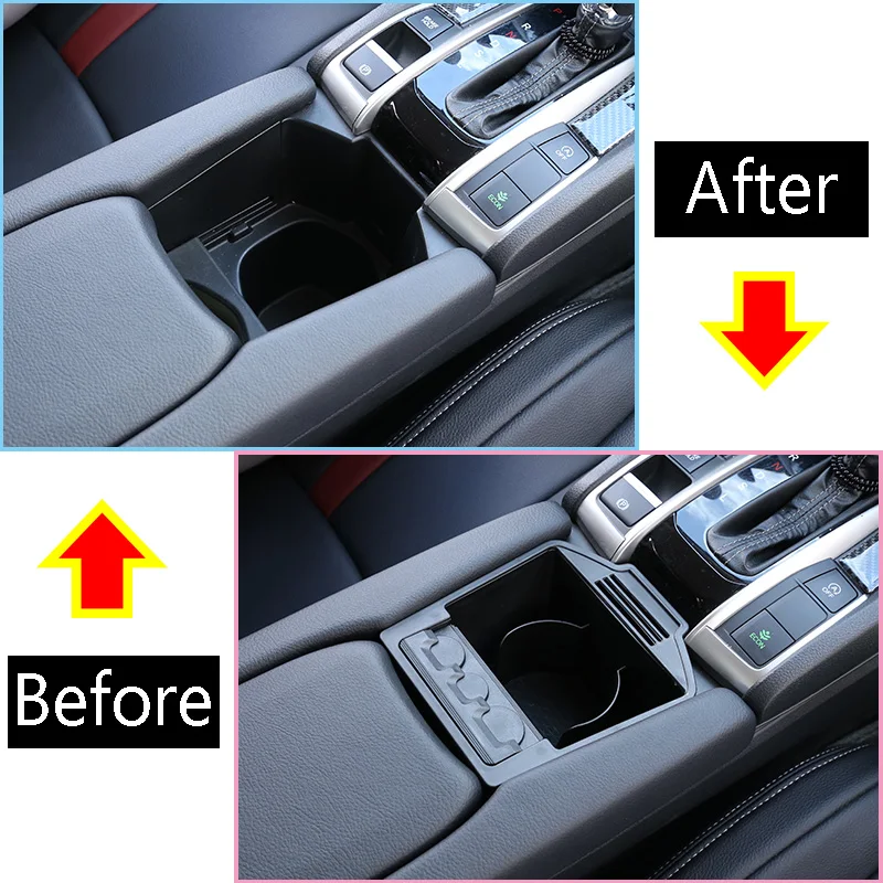 for 2016 2018 honda civic cup holder insert center console organizer tray screen protector for 10th gen civic armrest storage free global shipping