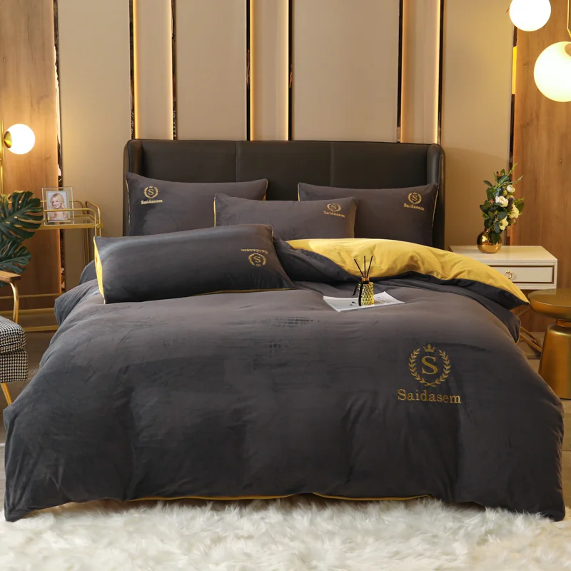 

Crystal Velvet Quilt cover for Household Winter Duvet Cover Throw Mechanical Wash bedding Magic Velvet Home Textiles Solid Color