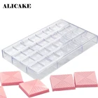 Поликарбонатные формы для шоколада, 32 полости, 6 г 31,5x31,5x5,5 мм, кубики с полосками, инструменты для выпечки шоколада, Пластиковая форма для шоколада