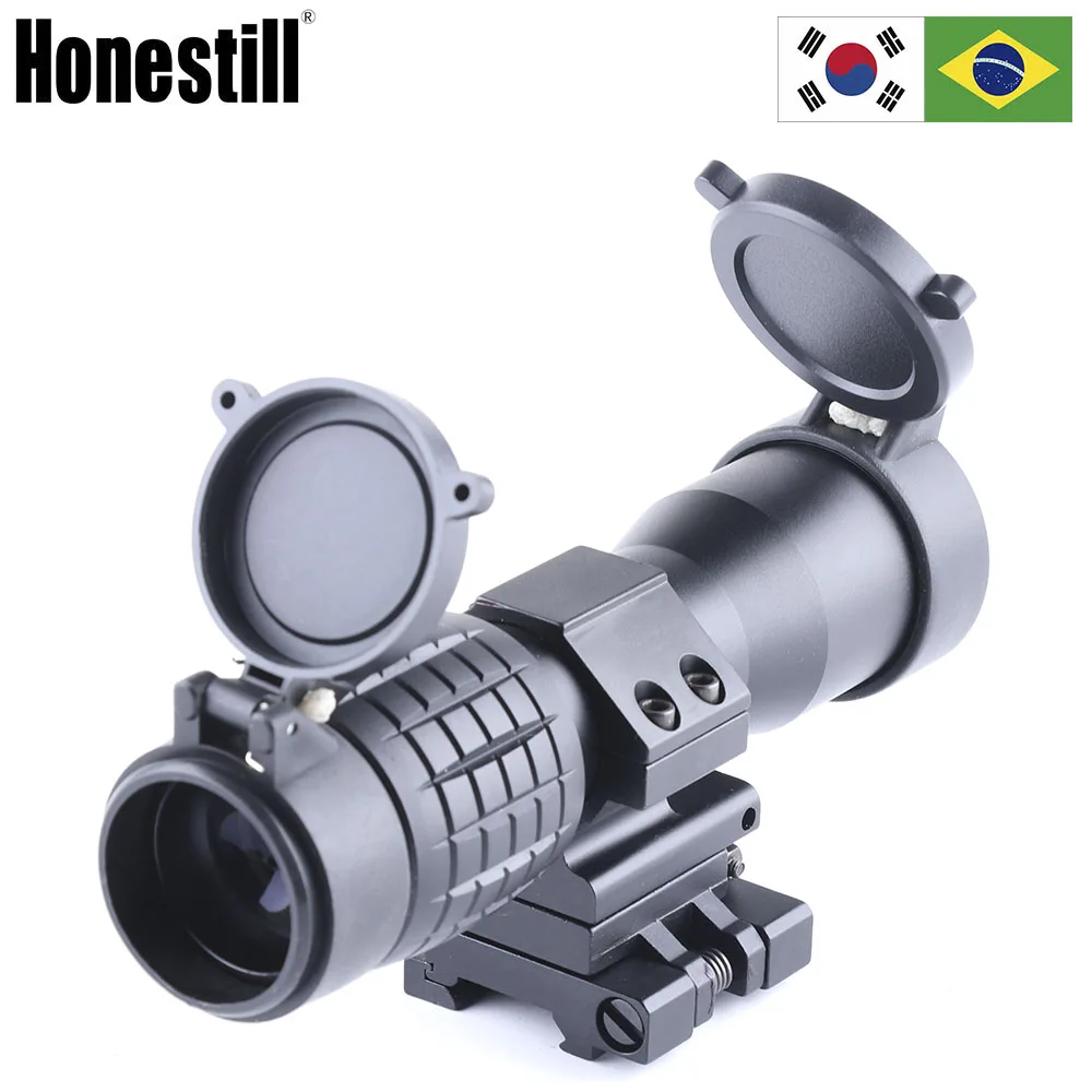 

5X Magnifier Scope Compact Optic Riflescope Sight Fit 20mm Rail with Flip Up Cover for Tactical Airsoft Rifle Hunting