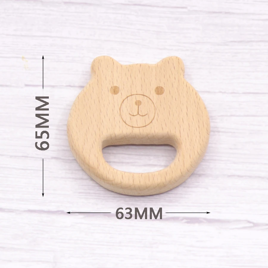 Mordedor de madera de haya para beb&eacute;, juguetes de dentici&oacute;n de dibujos animados Montessori, dije de enfermer&iacute;a, 10 Uds.-3