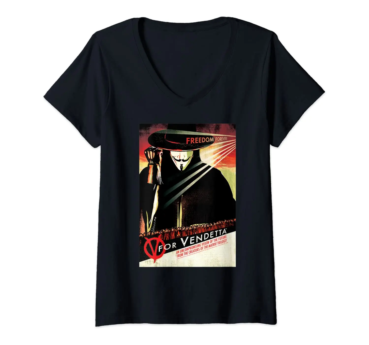 

Womens V For Vendetta Freedom Forever VNeck TShirt