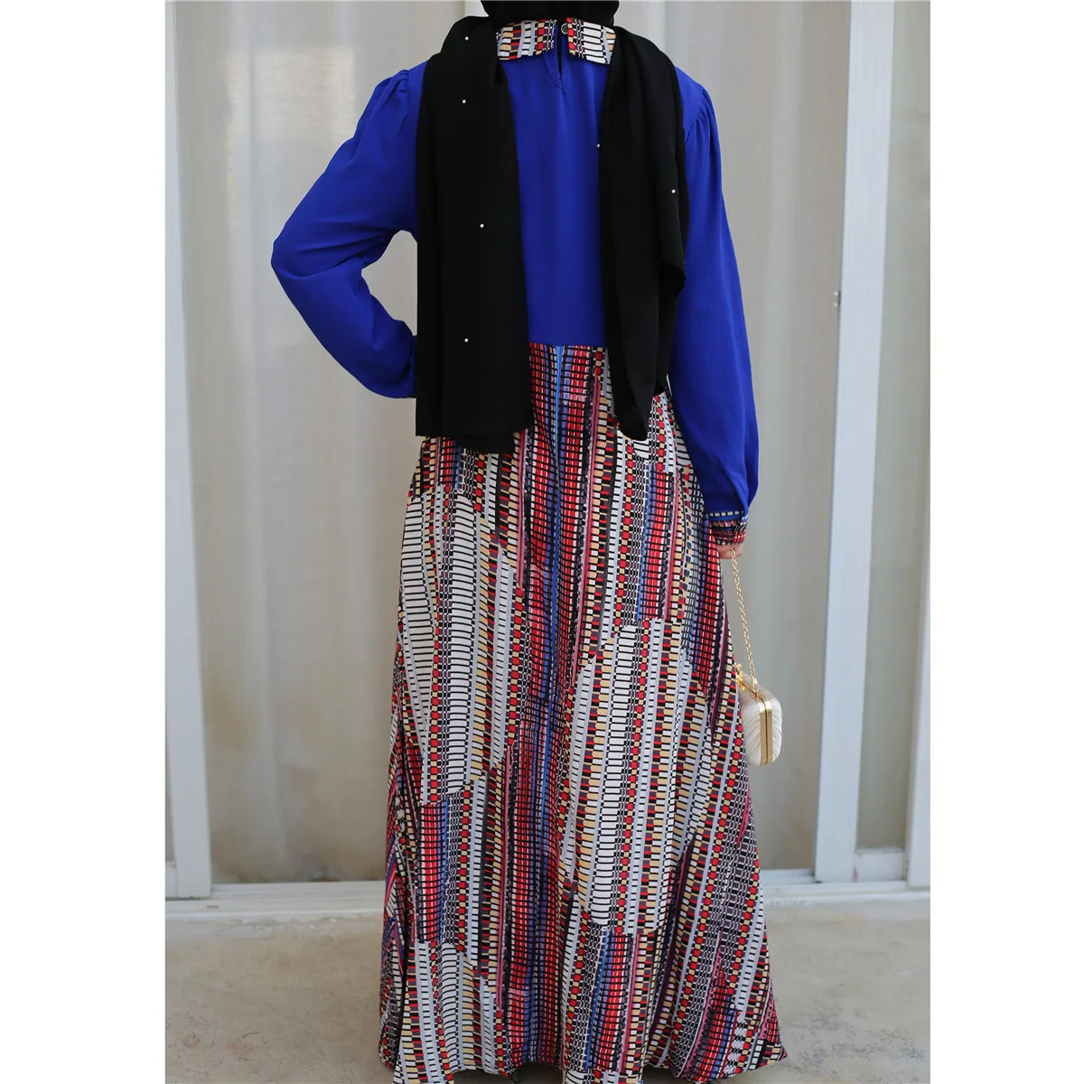 

Plus Size M-7XL Long Dress Women Muslim Hijab Dresses Party Print Splice Moroccan Kaftan Abaya Robe Dubai Kimono Islamic Clothes