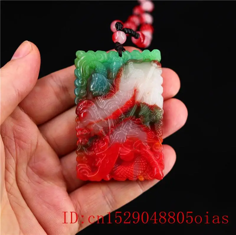 Цвет Нефритовый дракон воин Кулон китайский амулет ювелирные изделия Мода