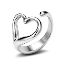 925 sterling silver simple creative sex heart ring opening adjustable ring men and women engagement ring jewelry ring