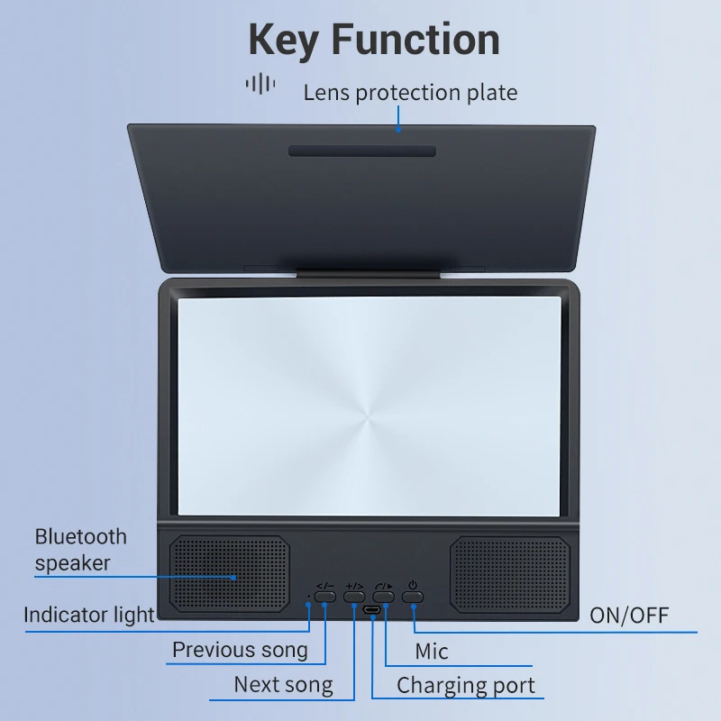 12 inch 3d mobile phone projector to screen magnifier enlarge hd video amplifier bluetooth speaker stand cell phone desk holder free global shipping