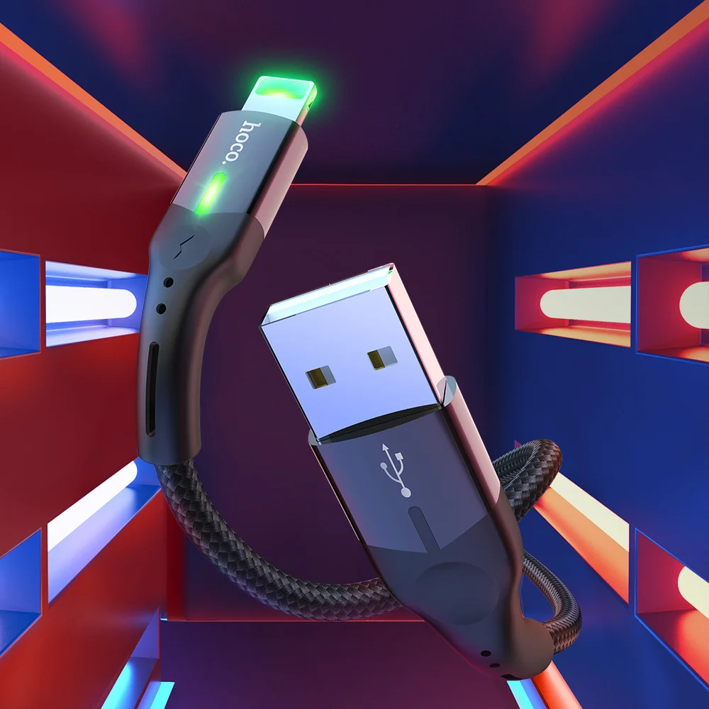 USB кабель HOCO для Lightning iPhone 11 Pro X XS Max XR 8 7 iPad 2.4A быстрая зарядка провод синхронизации