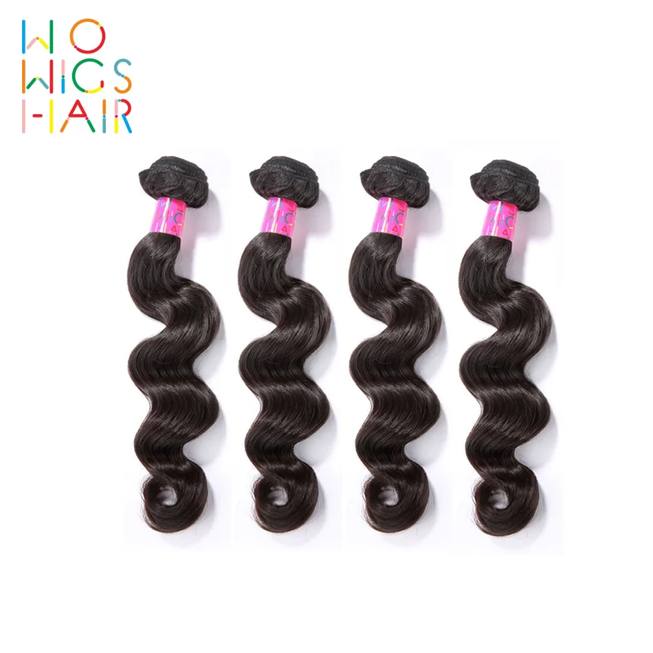

WoWigs Hair Brazilian Loose Wave 4 PCS 100% Human Hair Free Shipping Natural Color Remy Hair Extensions