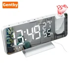 Новинка 2021 г., запатентованный USB FM-радиопроекционный будильник, светодиодный большой экран, часы с функцией пробуждения и термометром, электронные часы