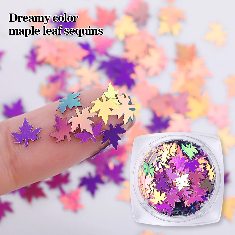 1 коробка с кленовыми листьями Блестки для нейл Арта (искусство украшения ногтей)