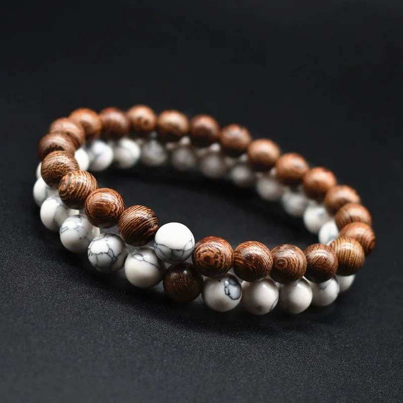 2 шт./компл. модные браслеты для пар из черного камня классические черные и белые