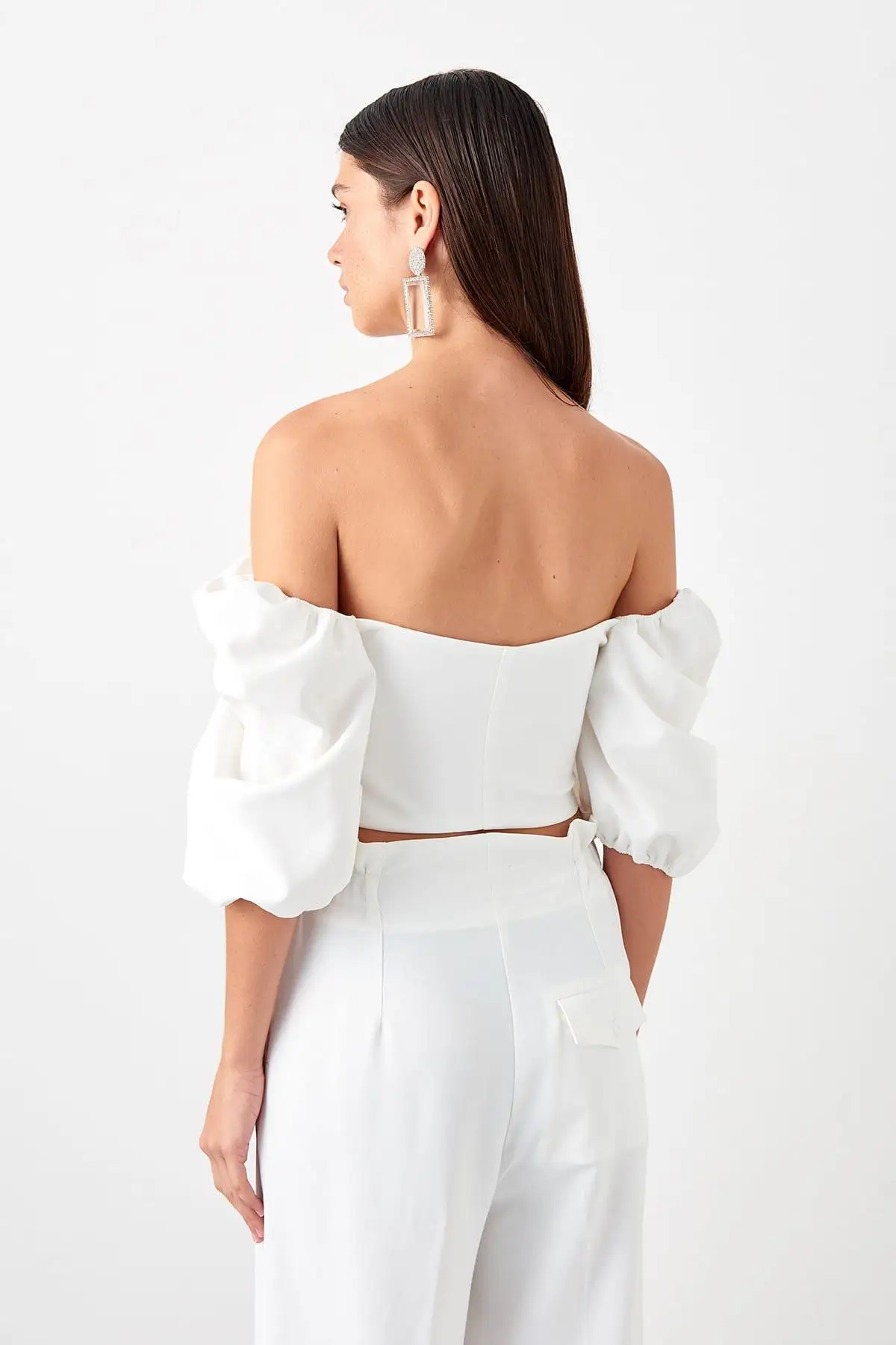 Trendyol белый арбуз рукав деталь Bluz TPRSS19BB0567| |
