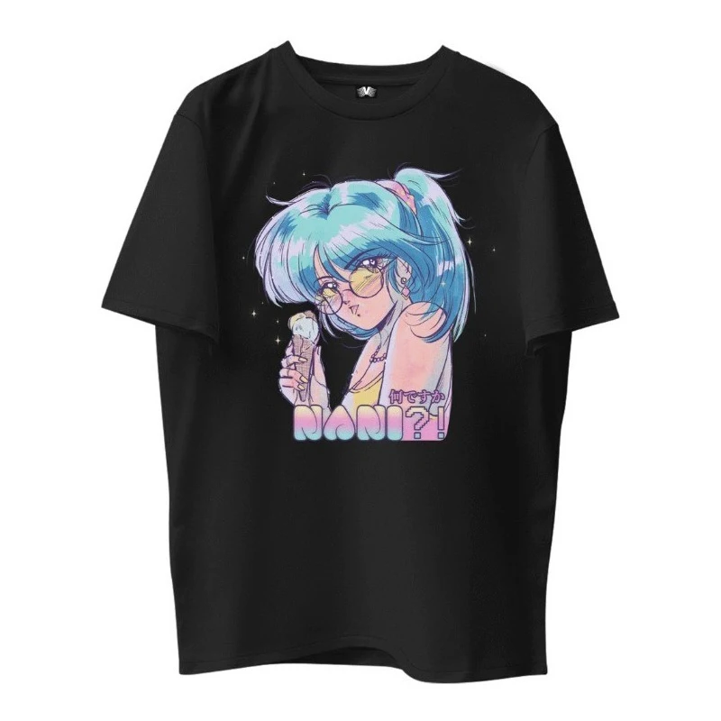 

Harajuku Y2k Men Women Black White T-shirts Japanese Anime Manga Cartoon Printed Tees Summer Cotton Unisex Clothing Female Tops