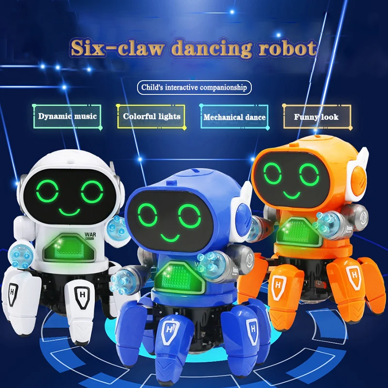 

Electric Dancing Six Claw Smart Robot Light Music LED Light Children's Educational Toy Birthday Gift