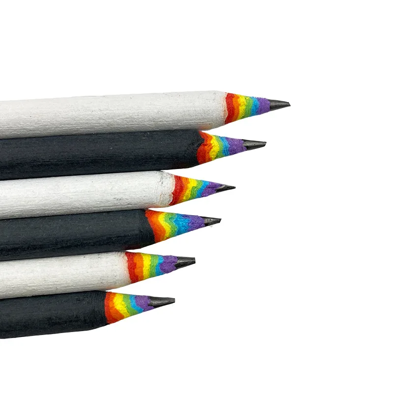 

New Creative Environmental Protection Rainbow Paper Colored Pencil 2B Small Gift Can Be Customized School Supplies Stationery