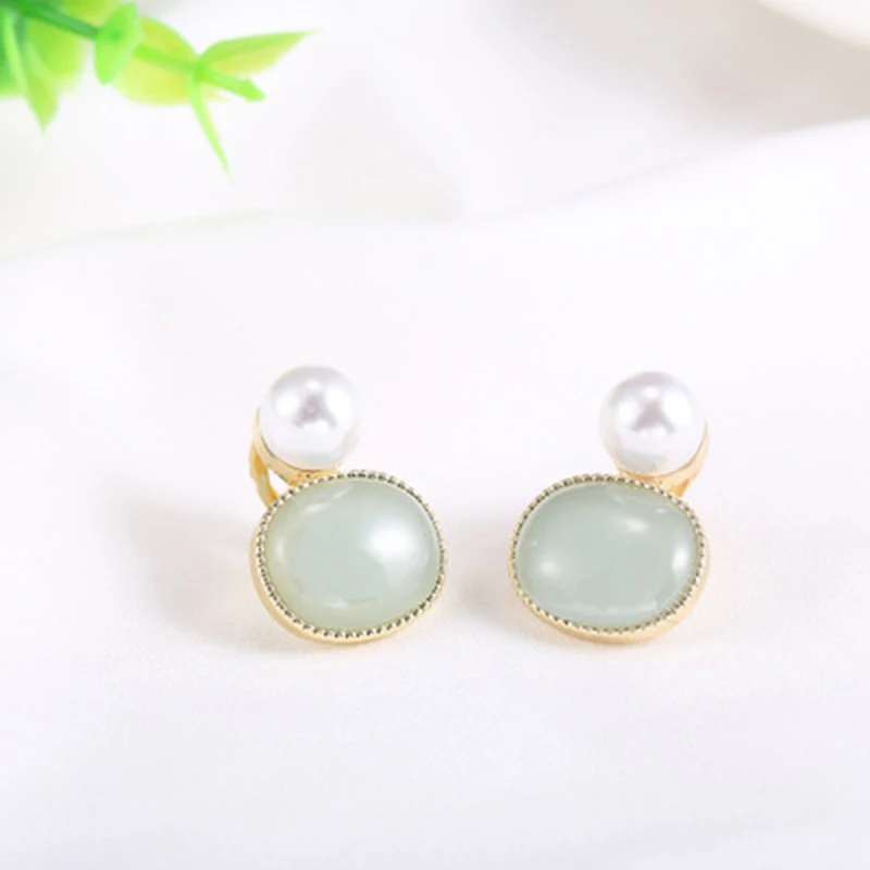 2019 Новое геометрическое овальное ретро кулон жемчужное ухо проколотое клип