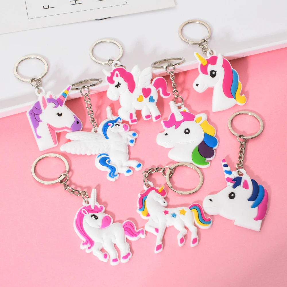 Vicney новейший мультфильм Единорог брелок для женщин девочка милый ключей кольцо