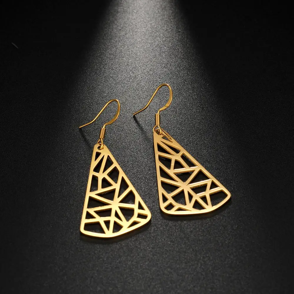 Треугольник свисающие серьги для женщин девочек из нержавеющей стали болтаться