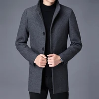 2021 new long wool coat men fashion pea coat jacket wool blends autumn winter jackets mens woolen overcoat plus size 3xl 4xl