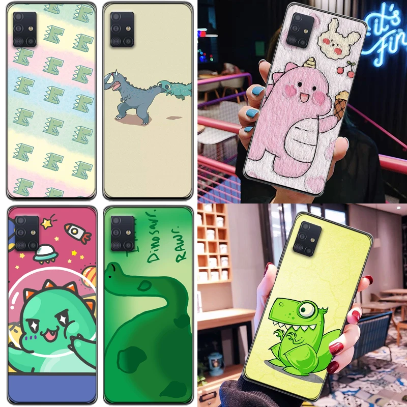 

Cute Funny Couples Dinosaur Flowers Color Painting Phone Case For Samsung Galaxy A51 5G 4G Back Cover Coque Soft TPU Carcasa