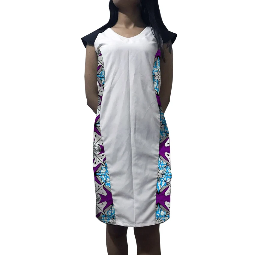 Элегантное Дашики платье на заказ женская одежда Анкары белый/воск лоскутное