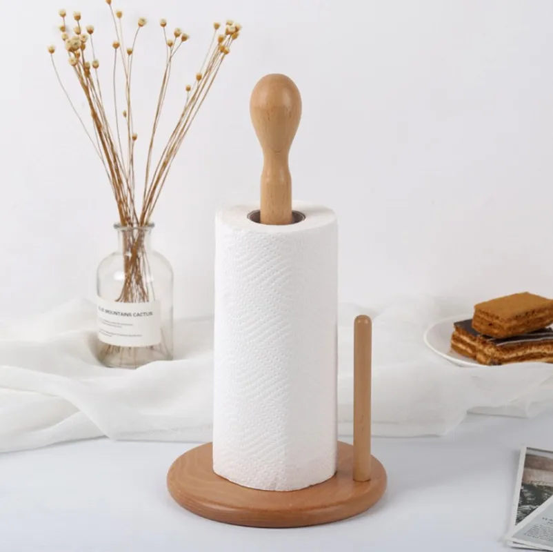 Деревянный держатель для бумажных полотенец в рулоне подставка туалетной бумаги