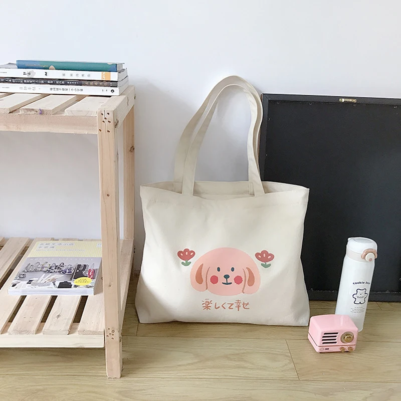 

Bear Print Large Capacity Canvas Tote Bags for Women Student Book Handbags Designer Female Shoulder Bag Daily Shopping Bags New