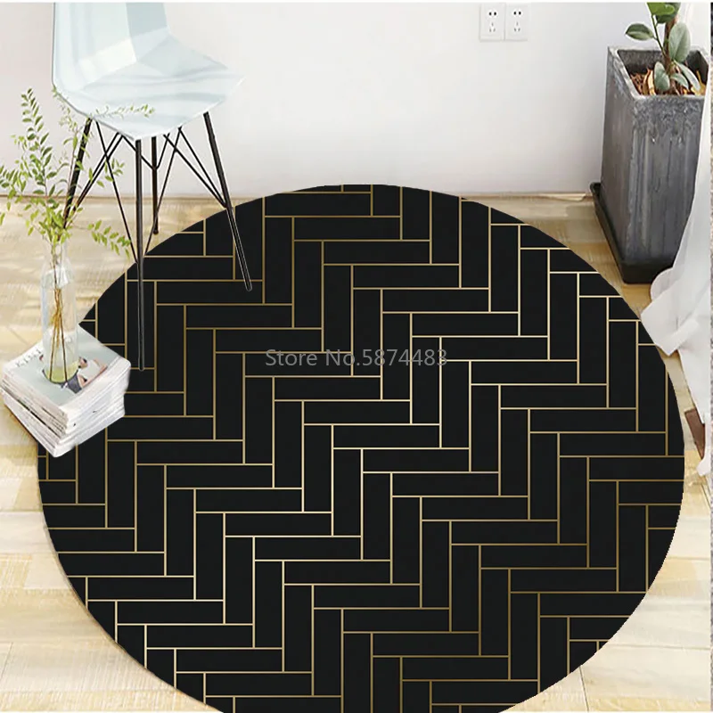 Геометрический напольный ковер скандинавский круглый коврик с принтом