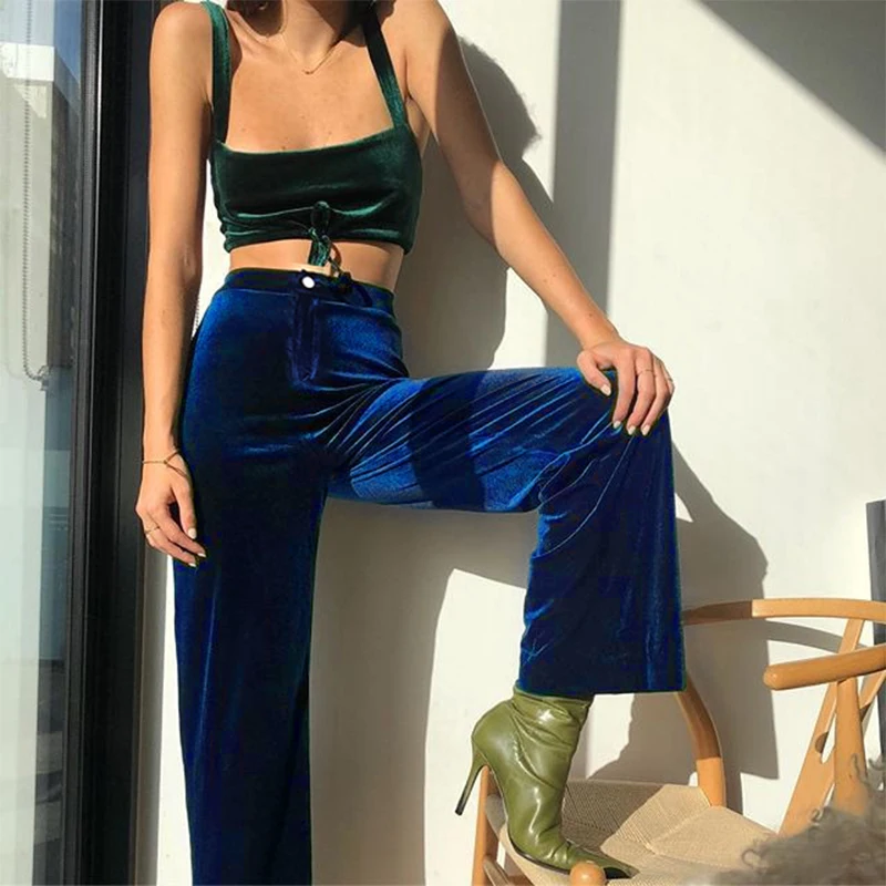 2019 осень зима новые женские модные вельветовые широкие брюки с высокой талией на