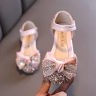 Сандалии для девочек с блестками, кружевом и бантом, детская обувь, милый жемчуг, принцесса, танцевальные туфли, повседневная обувь, детвечерние чная Свадебная Летняя обувь
