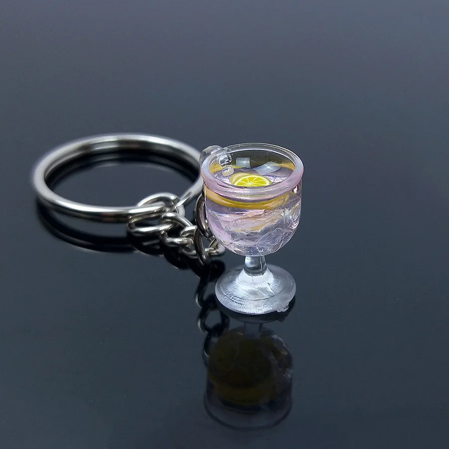 Transparent Акриловый милый имитация мини брелок с Кубком Напиток Фруктовый Сок кольцо для ключей на Рюкзак Подвеска для женщин для девушек и мужчин брелок для ключей подарок - Цвет: Transparent